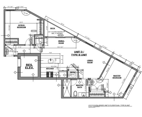 A floor plan of a Type B unit shows a kitchen, bathroom, and two bedrooms.